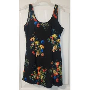 Black floral skater dress
